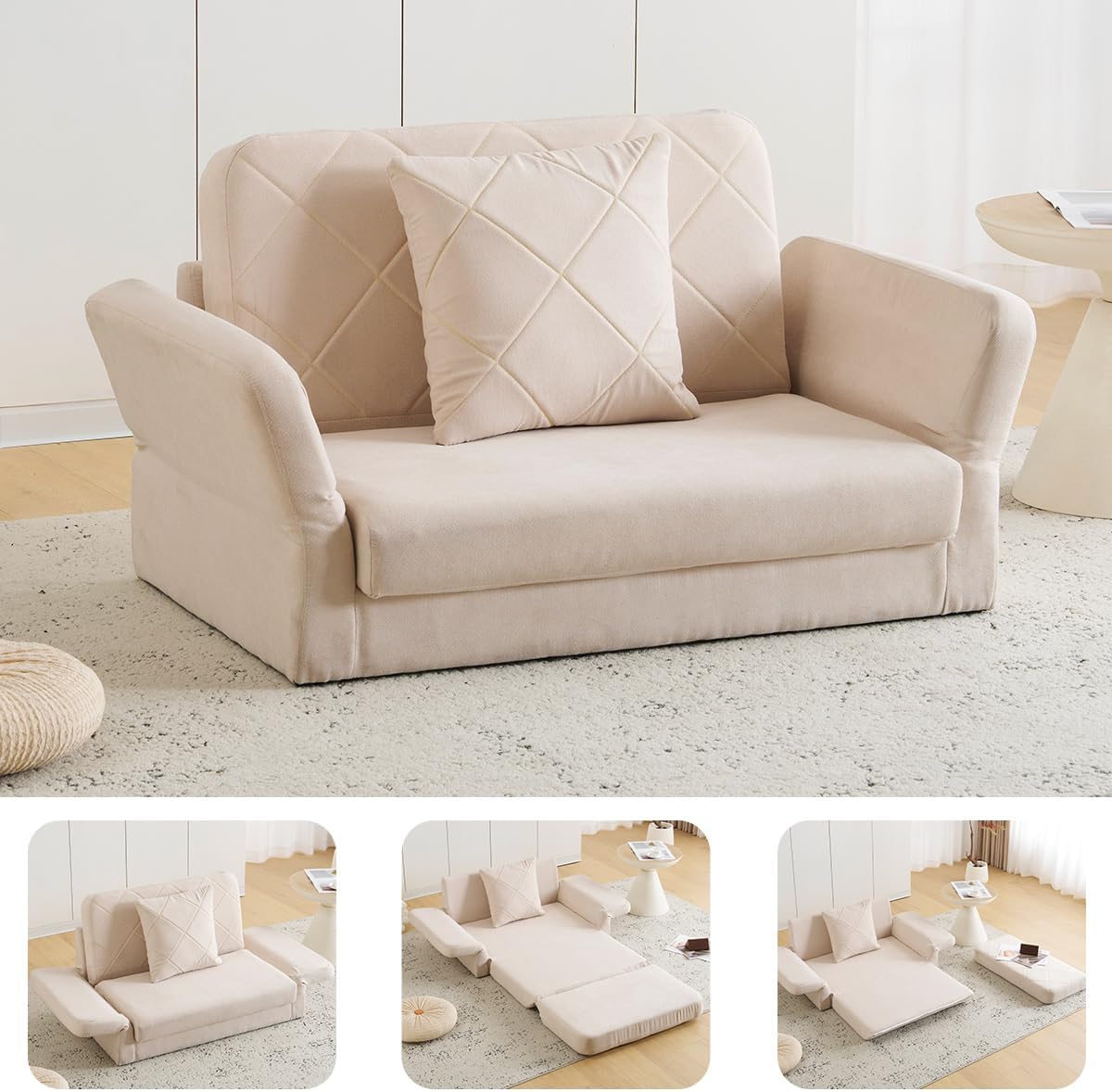 ベージュ 2人掛けソファ ベルベット調2人掛けソファ[幅136] | 【公式